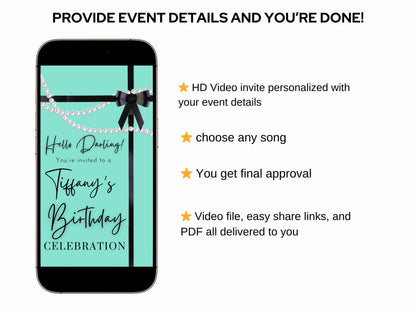 Breakfast at Tiffany’s video invite - Tiffany Blue Bridal Shower Brunch Invite