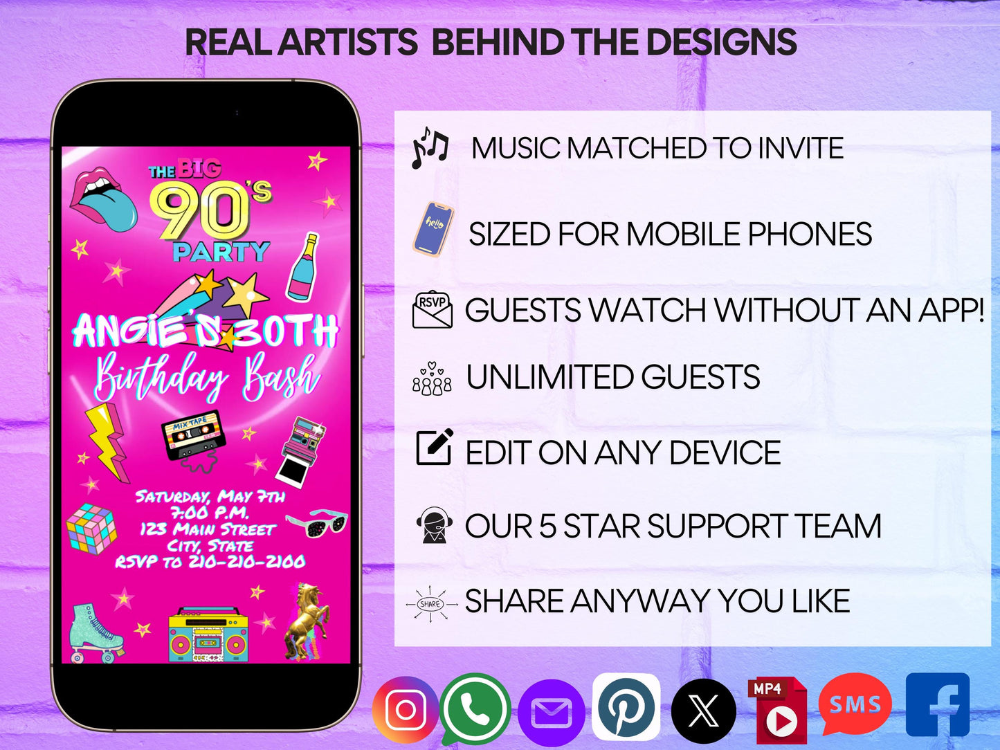 Editable 90s Video invitation | Animated Throwback 80s, 90s, 2000s