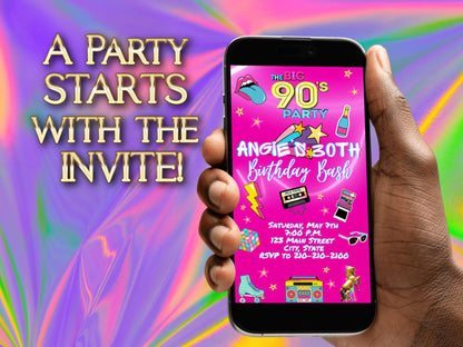 Editable 90s Video invitation | Animated Throwback 80s, 90s, 2000s