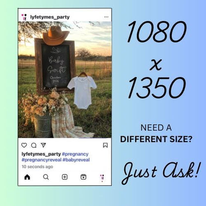 Western Pregnancy Announcement - Baby Reveal Sonogram Social Media Post - Onesie Clothesline