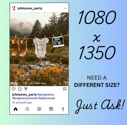 Western Pregnancy Announcement - Baby Reveal Sonogram Social Media Post - Onesie Clothesline