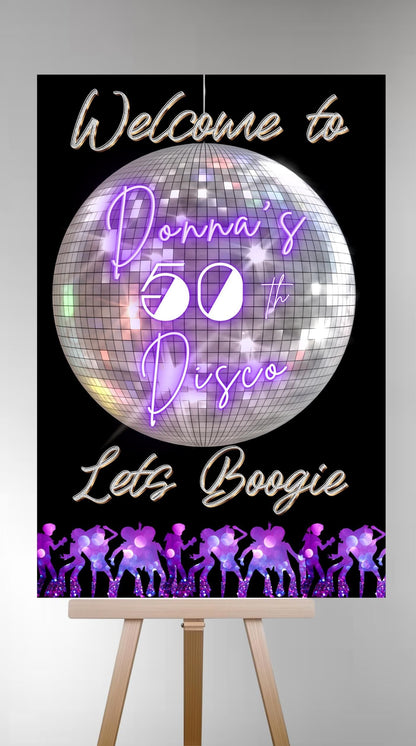 Disco Welcome Sign - Disco Ball Poster - Retro 70s Welcome Poster - Studio 54 Sign