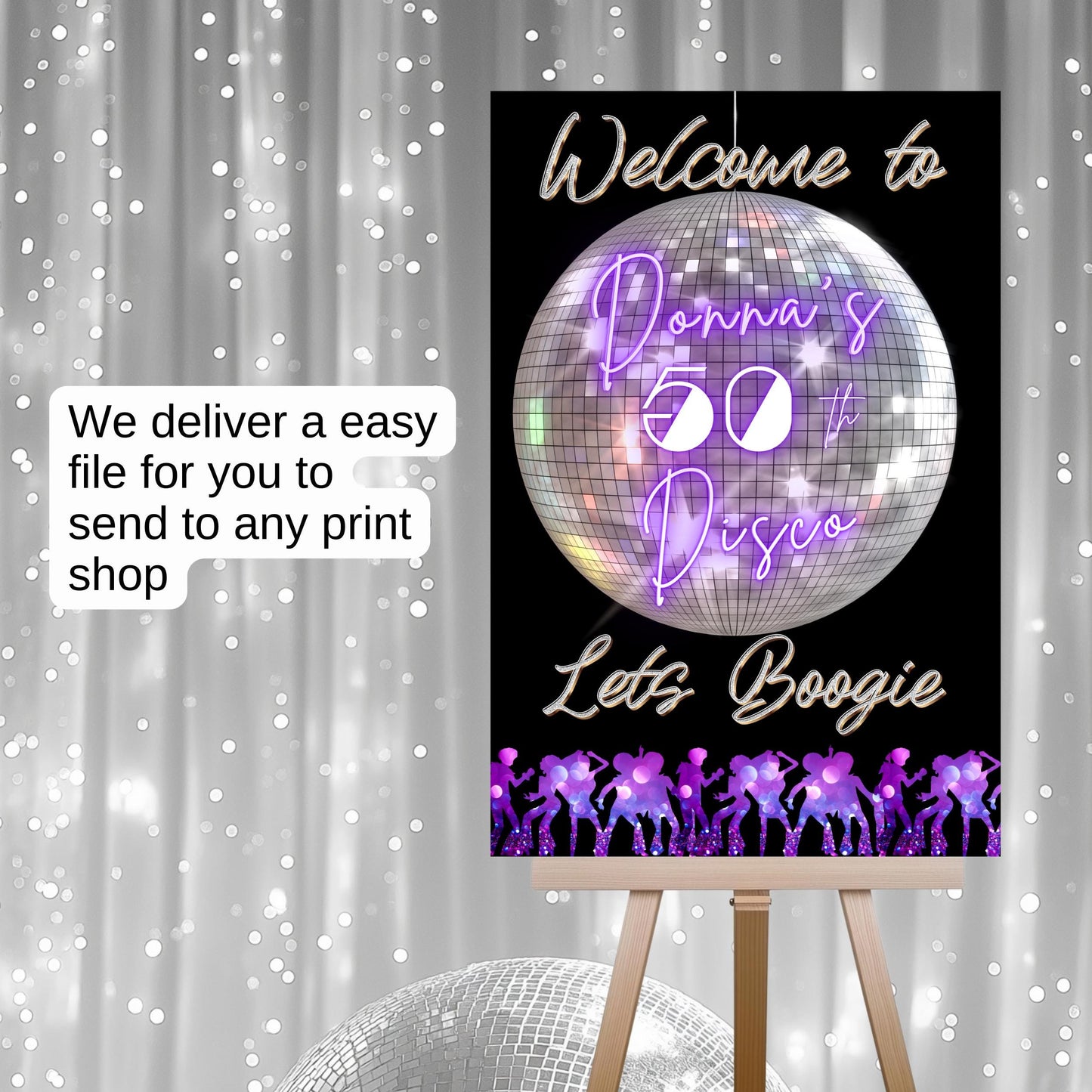 Disco Welcome Sign - Disco Ball Poster - Retro 70s Welcome Poster - Studio 54 Sign