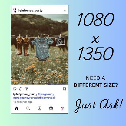 Western Pregnancy Announcement Baby Reveal Sonogram Social Media Onesie on Clothesline