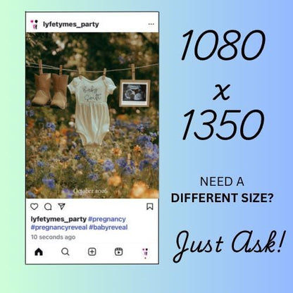 Western Pregnancy Announcement - Baby Reveal Sonogram Social Media Post - Onesie Clothesline