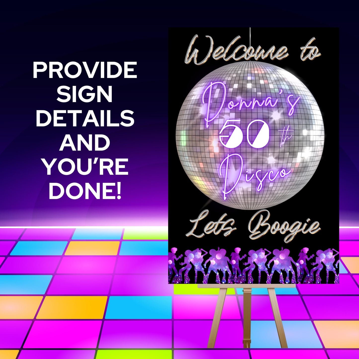 Disco Welcome Sign - Disco Ball Poster - Retro 70s Welcome Poster - Studio 54 Sign