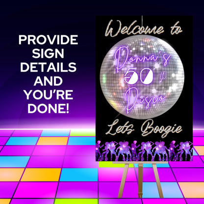 Disco Welcome Sign - Disco Ball Poster - Retro 70s Welcome Poster - Studio 54 Sign