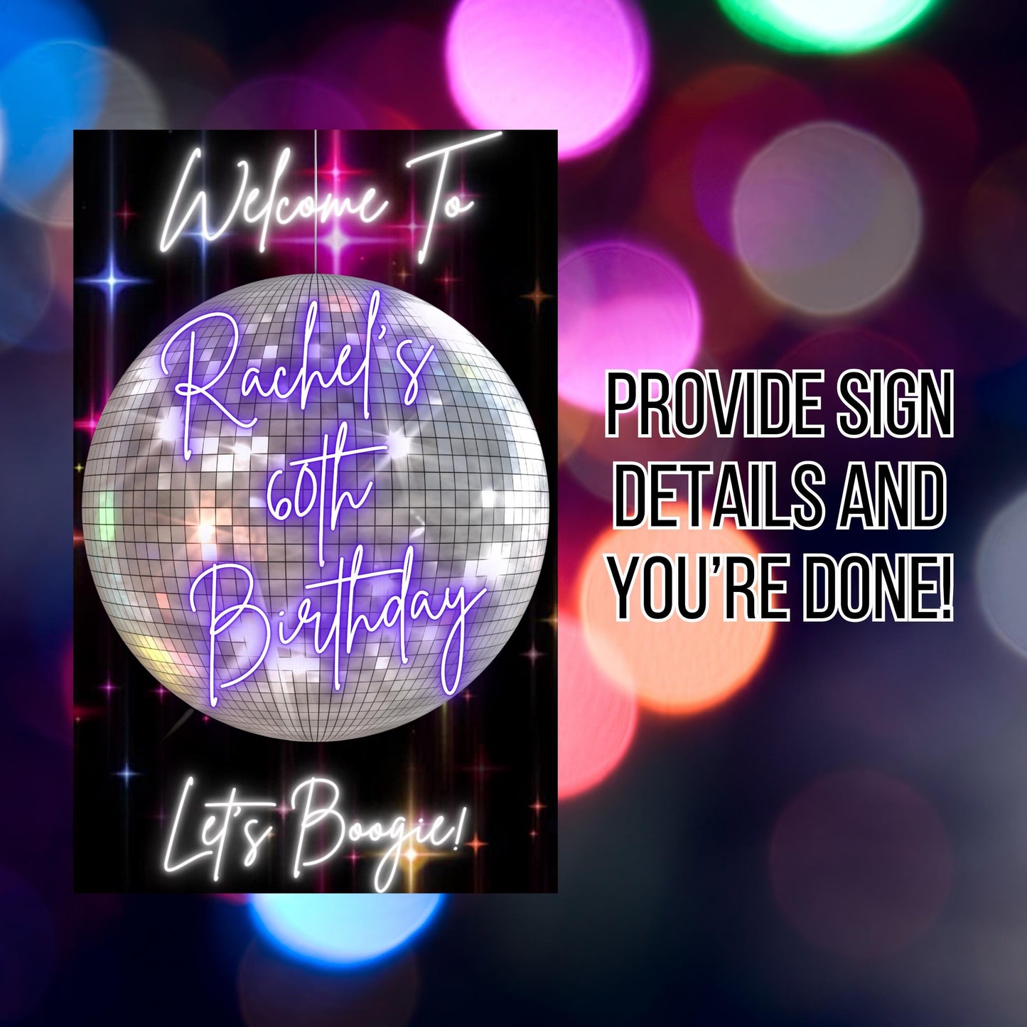 Disco Welcome Sign - Disco Ball Poster - Retro 70s Welcome Poster - Studio 54 Sign