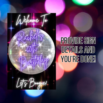 Disco Welcome Sign - Disco Ball Poster - Retro 70s Welcome Poster - Studio 54 Sign