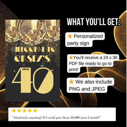 Disco Welcome Sign - Disco Ball Poster - Retro 70s Welcome Poster - Studio 54 Sign