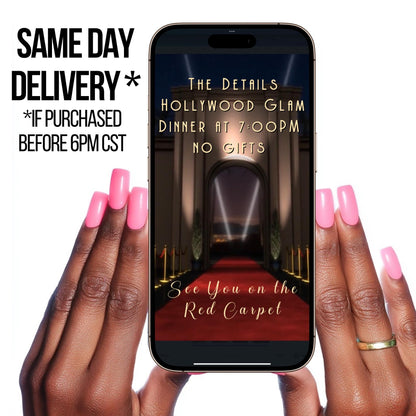 Red Carpet Video Invitation Personalized Hollywood Evite Animated VIP Movie Premiere Digital Mobile invite A Star is Born custom invite