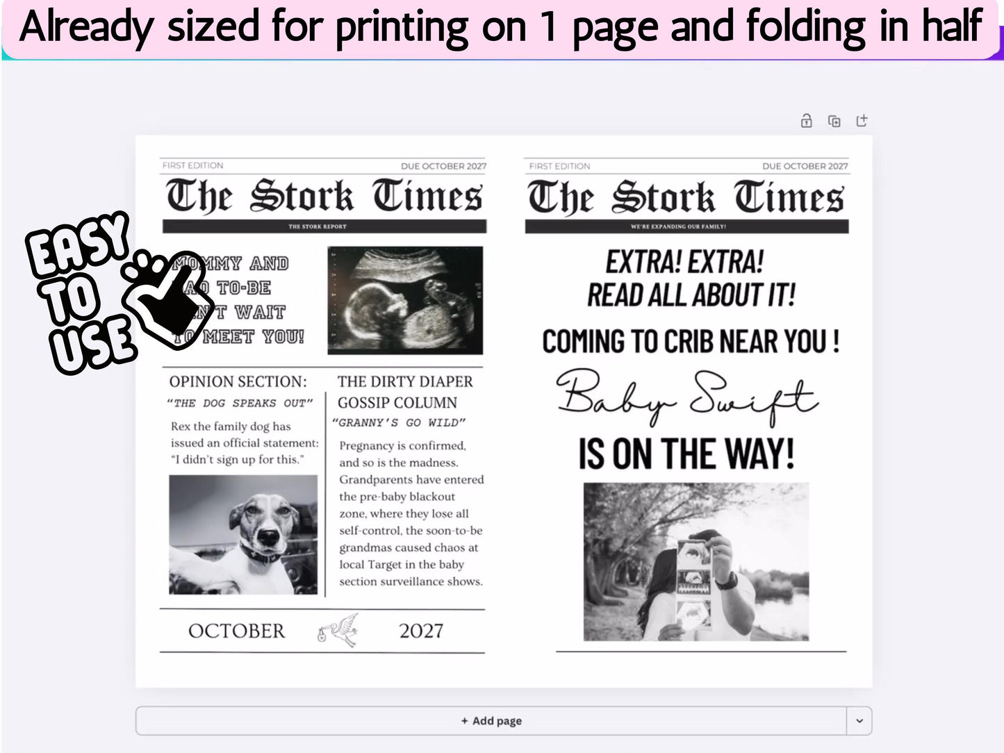 Pregnancy Announcement Newspaper Template - Sonogram Picture Baby Newspaper Announcement