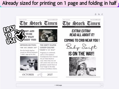 Pregnancy Announcement Newspaper Template - Sonogram Picture Baby Newspaper Announcement