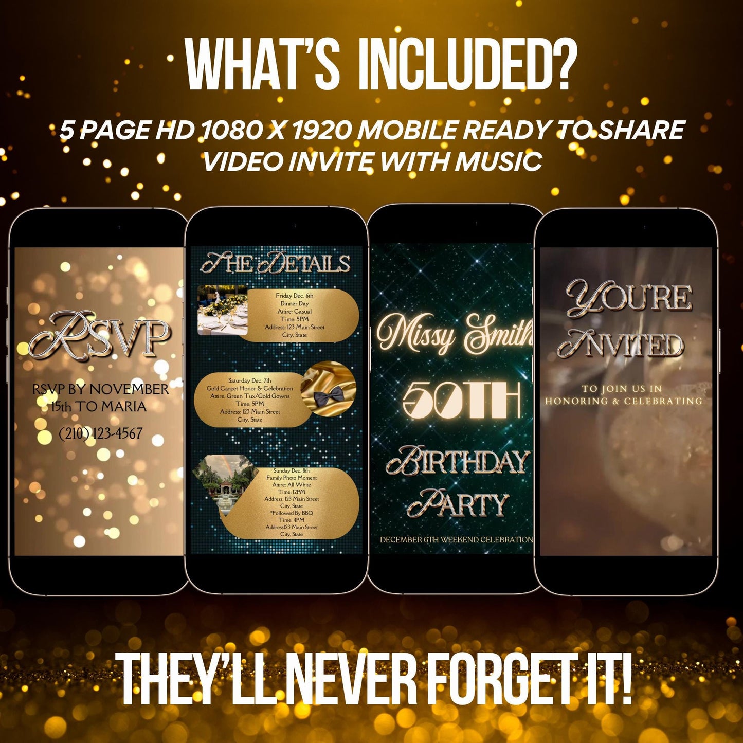 Custom Birthday Dinner Video Invitation Glamorous Birthday Invite Digital Personalized Elegant Birthday Dinner Evite Animated Glitter evite