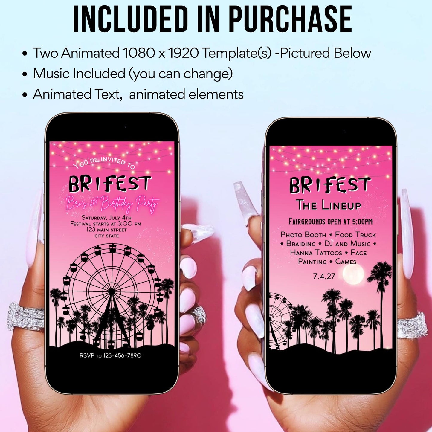 Digital Music Festival Video Invite Coachella Editable Evite Animated Ferris Wheel Mobile Invitation