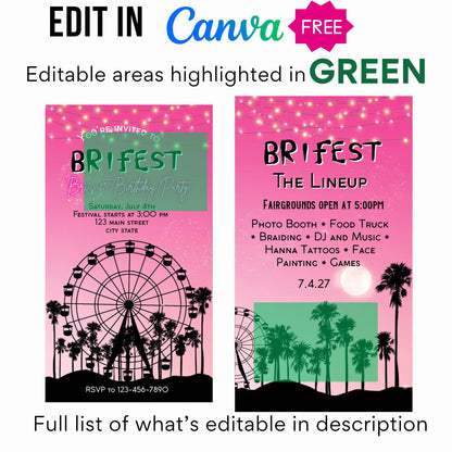 Digital Music Festival Video Invite Coachella Editable Evite Animated Ferris Wheel Mobile Invitation
