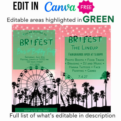 Digital Music Festival Video Invite Coachella Editable Evite Animated Ferris Wheel Mobile Invitation