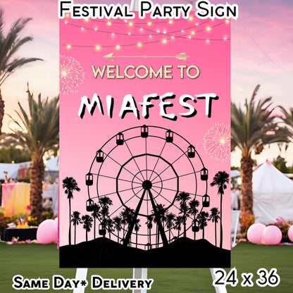 Digital Music Festival Party Sign Ferris Wheel Printable Coachella Welcome Sign