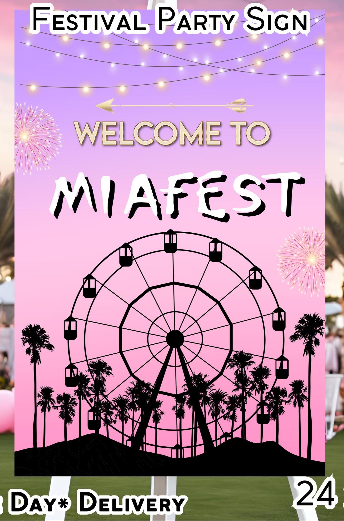 Digital Music Festival Party Sign Ferris Wheel Printable Coachella Welcome Sign