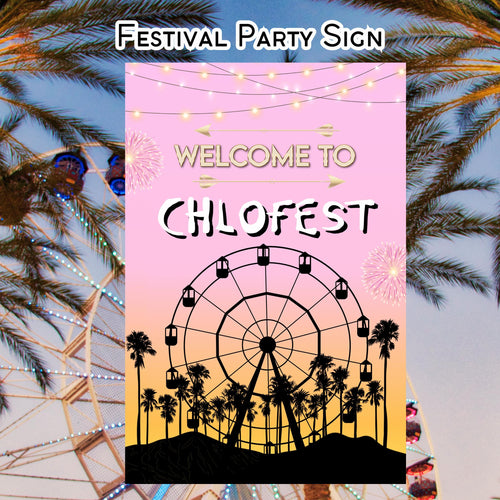 Digital Music Festival Party Sign Ferris Wheel Printable Coachella Welcome Sign