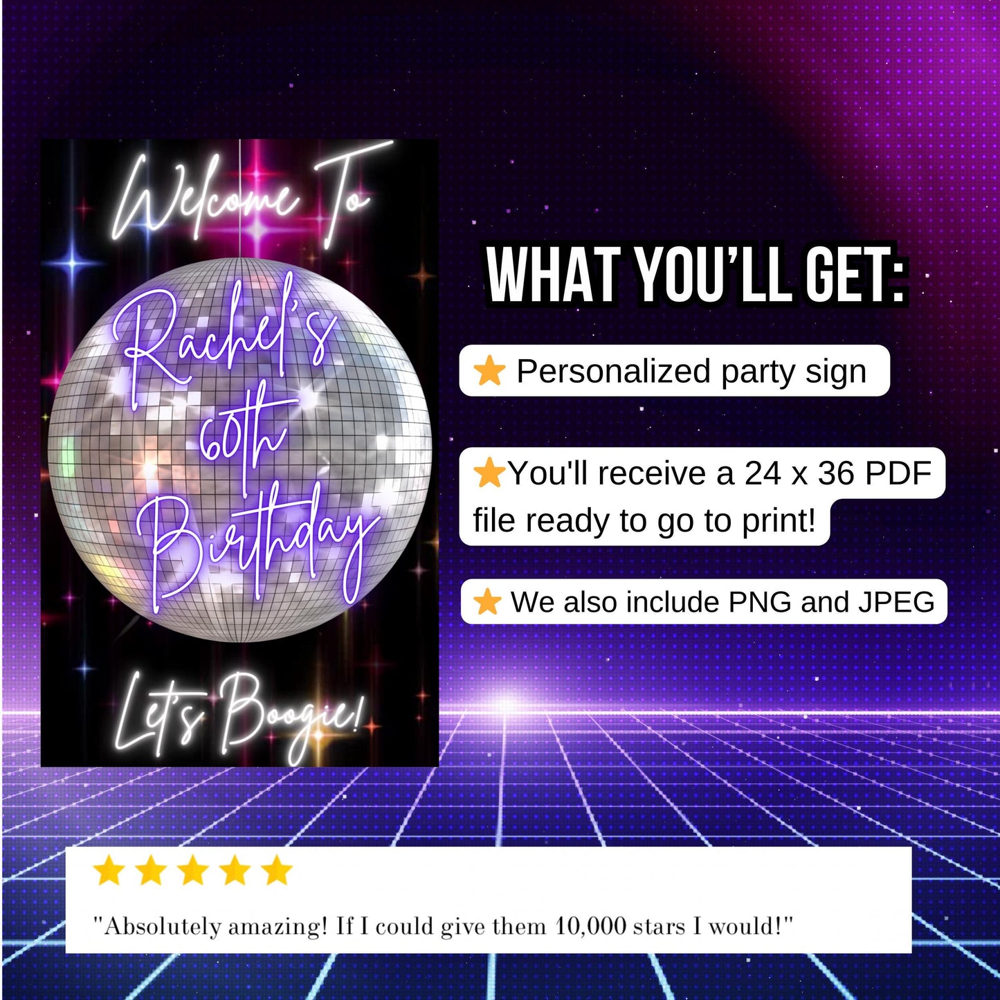 Disco Welcome Sign - Disco Ball Poster - Retro 70s Welcome Poster - Studio 54 Sign