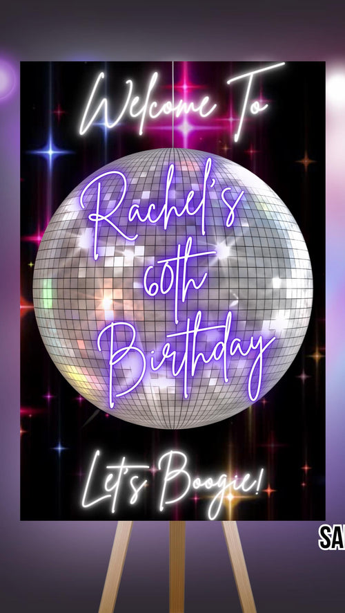Disco Welcome Sign - Disco Ball Poster - Retro 70s Welcome Poster - Studio 54 Sign