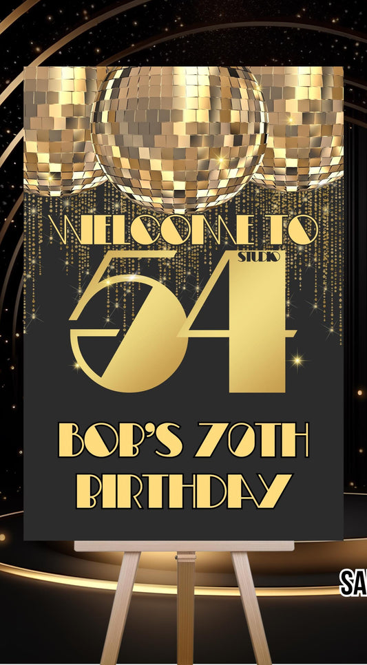 Disco Welcome Sign - Disco Ball Poster - Retro 70s Welcome Poster - Studio 54 Sign