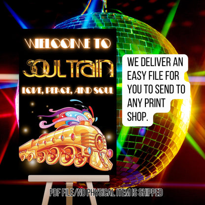 Disco Welcome Sign - Disco Ball Poster - Retro 70s Welcome Poster - Studio 54 Sign