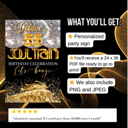 Soul Train Welcome Sign - Custom Printable Disco Sign - Studio 54 Entrance Sign