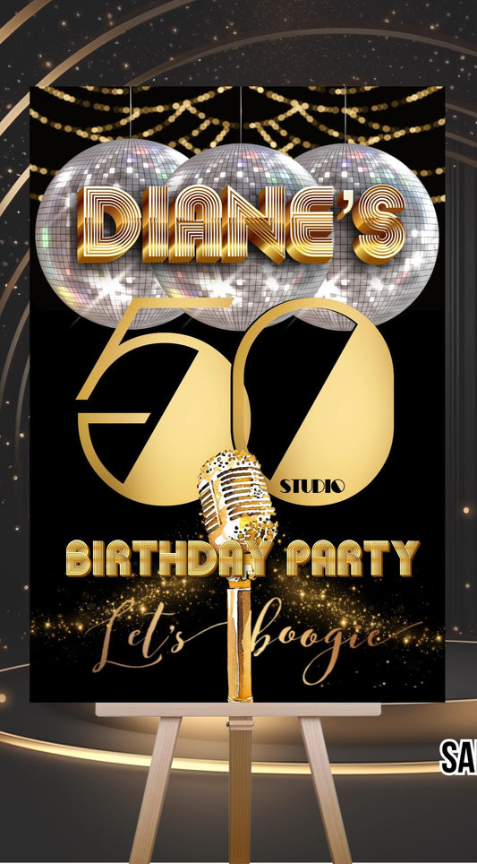 Disco Welcome Sign - Disco Ball Poster - Retro 70s Welcome Poster - Studio 54 Sign