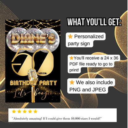 Disco Welcome Sign - Disco Ball Poster - Retro 70s Welcome Poster - Studio 54 Sign
