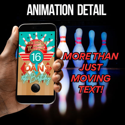 Bowling Video Invitation - Bowling Tournament Invite - Animated Bowling Birthday Party Evite