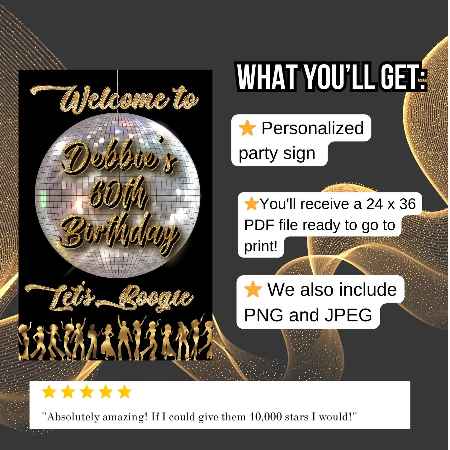 Disco Welcome Sign - Disco Ball Poster - Retro 70s Welcome Poster - Studio 54 Sign