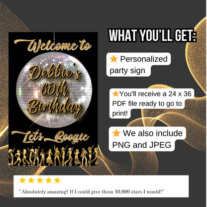 Disco Welcome Sign - Disco Ball Poster - Retro 70s Welcome Poster - Studio 54 Sign