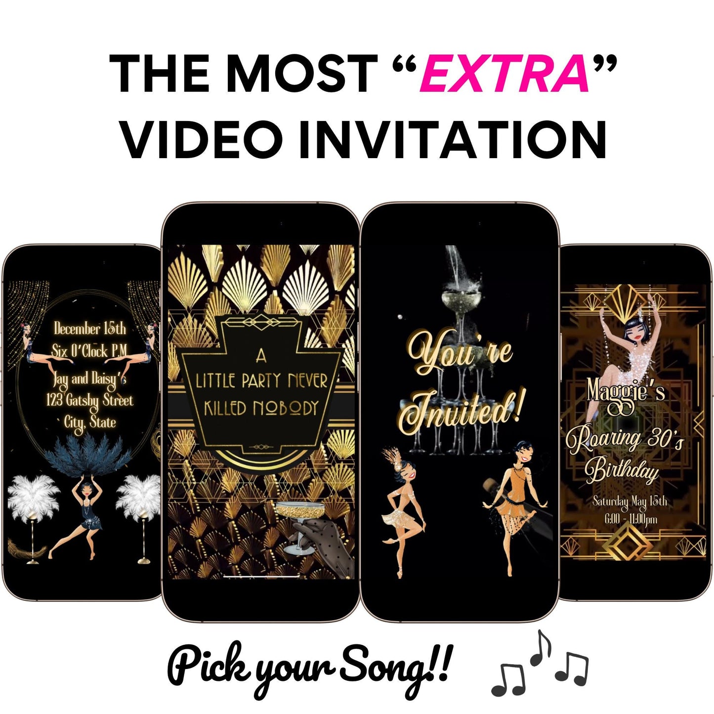 Gatsby Video Invite Roaring 20s party theme | Personalized Prohibition Speakeasy digital invitation