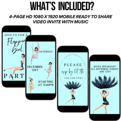 Gatsby Video Invite - Roaring 20s speakeasy 1920s party invite