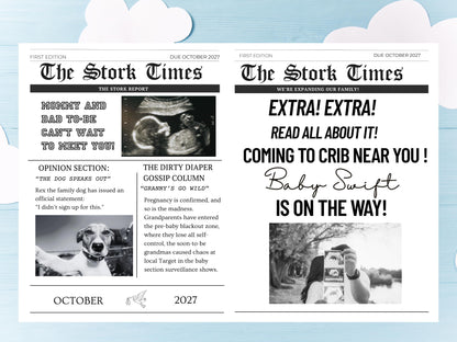 Pregnancy Announcement Newspaper Template - Sonogram Picture Baby Newspaper Announcement