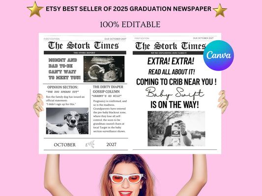 Pregnancy Announcement Newspaper Template - Sonogram Picture Baby Newspaper Announcement