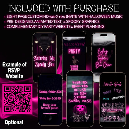 Halloween Video Invitation, Halloween Eras Spooky Season Animated Invite, Editable Halloween Party Mobile Evite