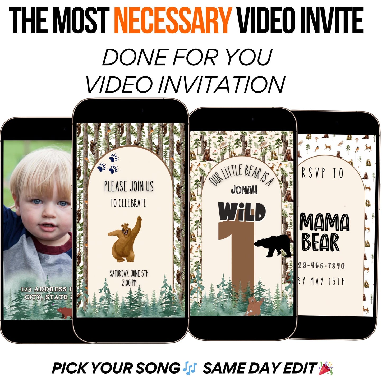 Bear Necessities Birthday Video Invitation Animated Jungle Book evite