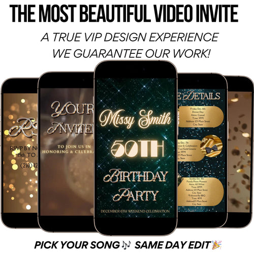 Custom Birthday Dinner Video Invitation Glamorous Birthday Invite Digital Personalized Elegant Birthday Dinner Evite Animated Glitter evite