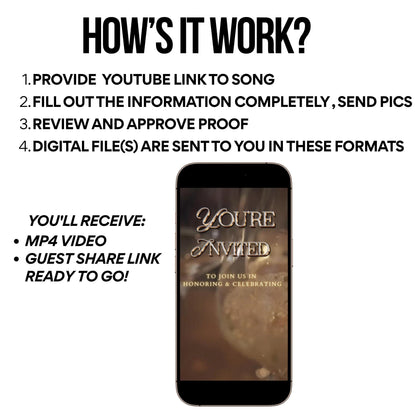 Custom Birthday Dinner Video Invitation Glamorous Birthday Invite Digital Personalized Elegant Birthday Dinner Evite Animated Glitter evite