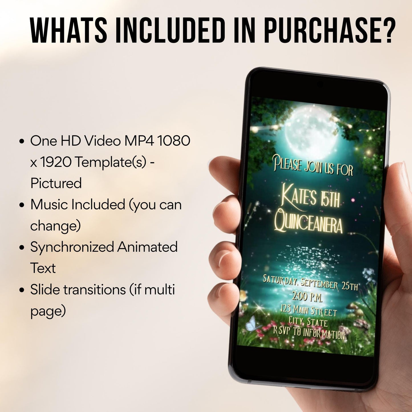 Enchanted Garden Forest Birthday Video Invitation Canva Template Animated Fairy Party Digital Evite Download Magical Woodland evite for her