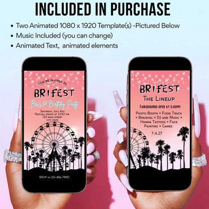Digital Music Festival Video Invite Coachella Editable Evite Animated Ferris Wheel Mobile Invitation