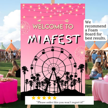 Digital Music Festival Party Sign Ferris Wheel Printable Coachella Welcome Sign