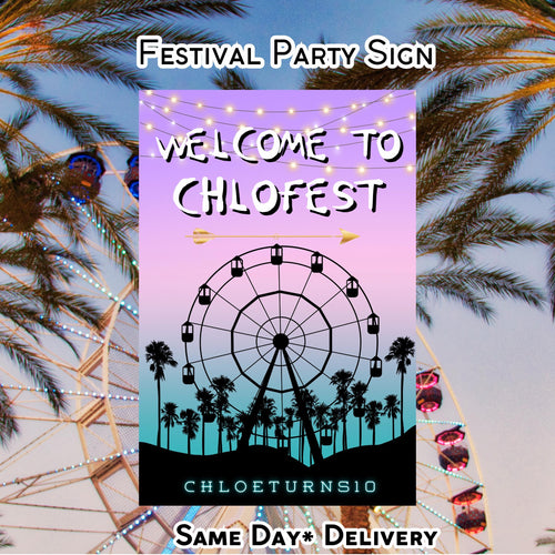Digital Music Festival Party Sign Ferris Wheel Printable Coachella Welcome Sign