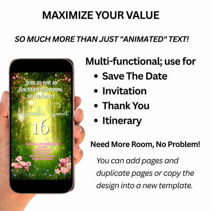 Enchanted Forest Video Invitation Enchanted Garden | Animated Invite Fairy Template Editable Evite