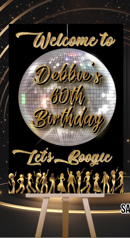 Disco Welcome Sign - Disco Ball Poster - Retro 70s Welcome Poster - Studio 54 Sign