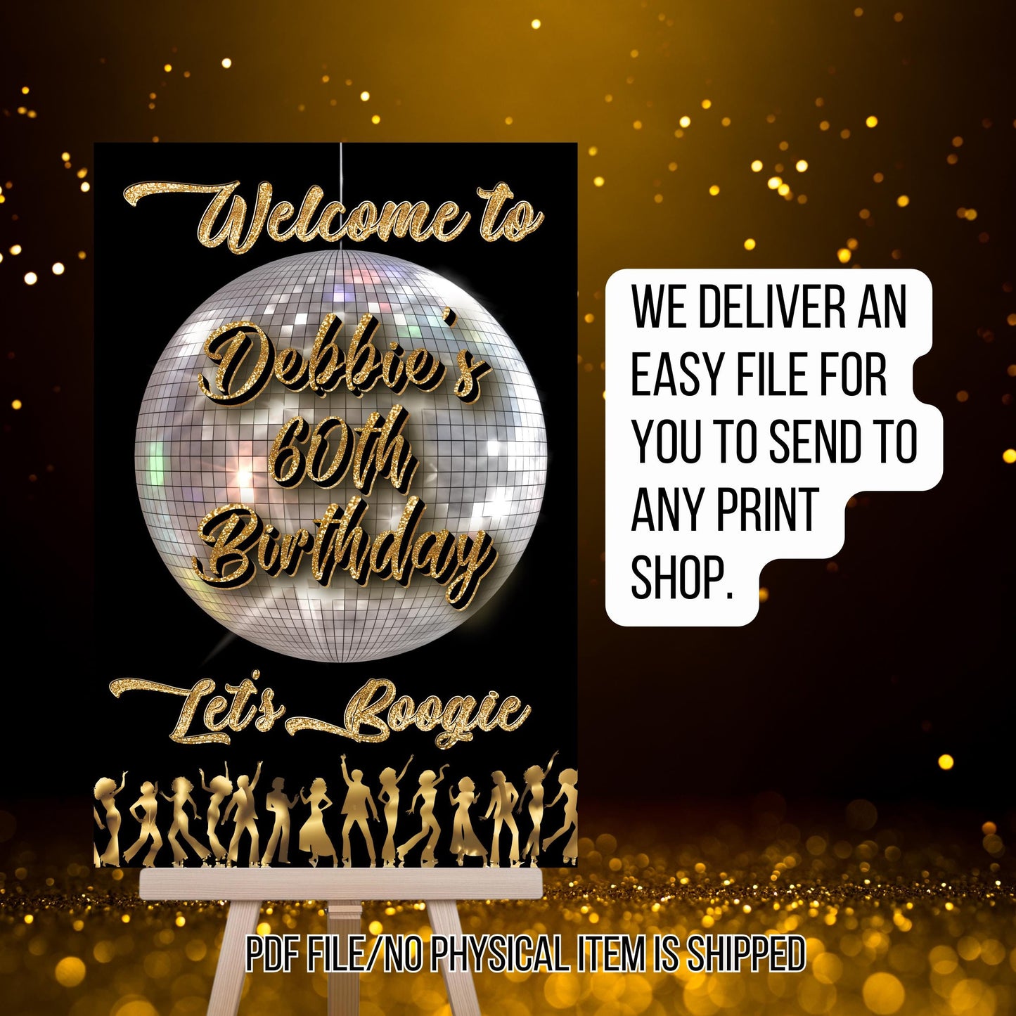 Disco Welcome Sign - Disco Ball Poster - Retro 70s Welcome Poster - Studio 54 Sign