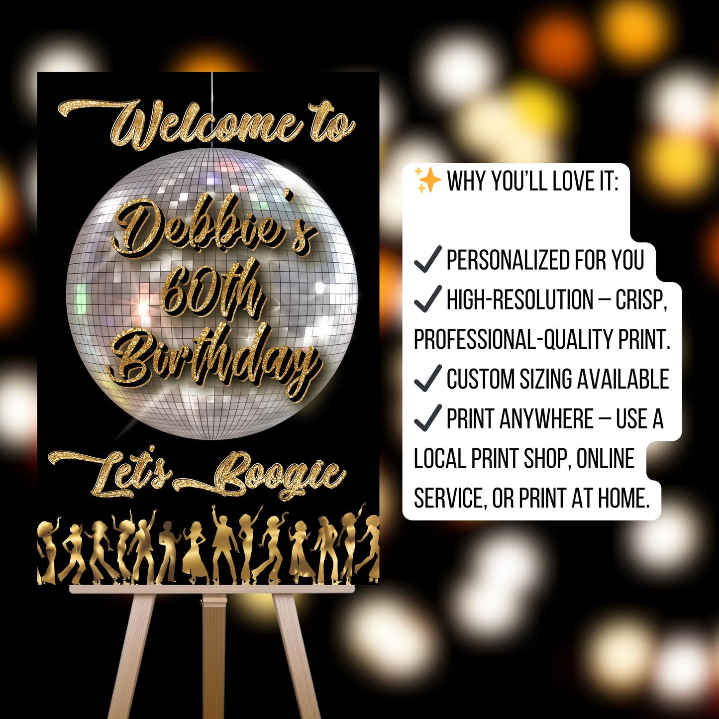 Disco Welcome Sign - Disco Ball Poster - Retro 70s Welcome Poster - Studio 54 Sign